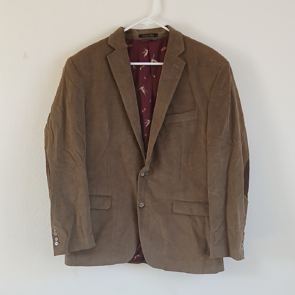 Lauren Ralph Corduroy Blazer Mens 40R Brown Sports Coat Jacket Cotton